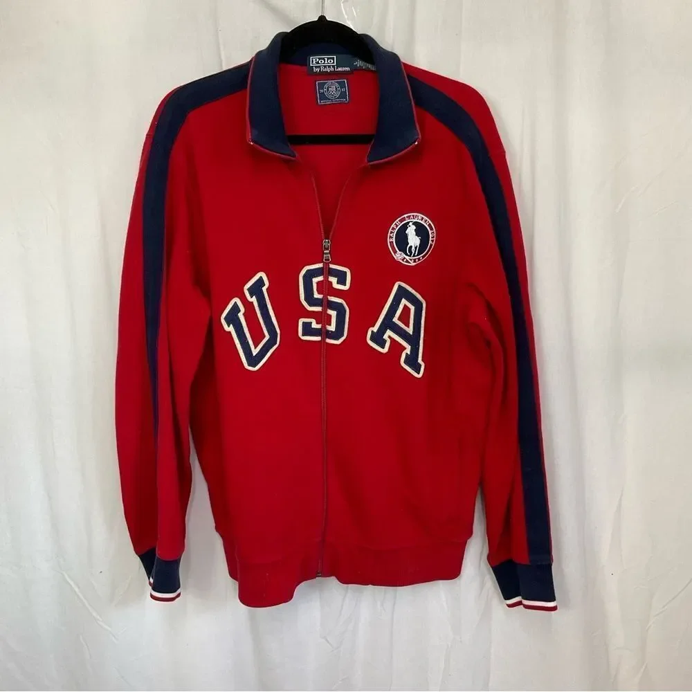 Polo by Ralph Lauren 2012 USA Olympic Team Full Zip Red Sweater Men's Size Large - Picture 4 of 15